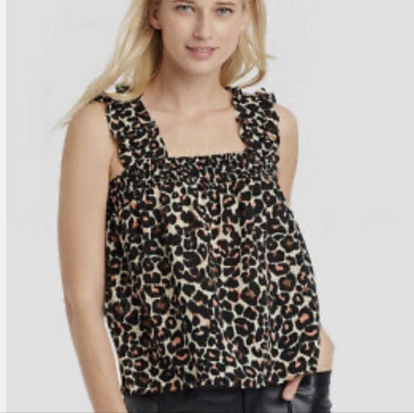 Who What Wear Leopard Print Ruffle Top Size XL - Picture 3 of 11